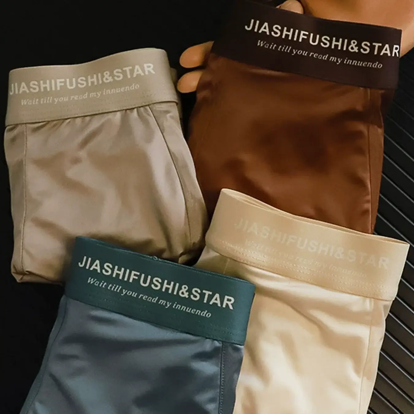 4 Pcs/Lot Breathable Men's Fiber Boxing Briefs, Comfortable Breathable Underwear, Medium Stretch Knit Fabric, Solid Color