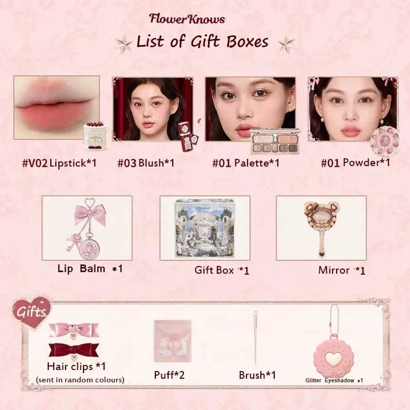 Flower Knows Strawberry Cupid Box Συλλογή Μακιγιάζ Σετ Καλλυντικά Πλήρες σετ Παλέτα Pressed Powder Blush Lipstick Κουτί δώρου