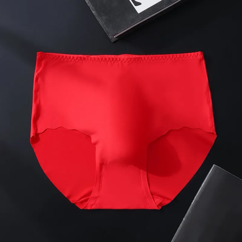 Men Ultra-Thin Briefs Seamless Ice Silk Plus Size Briefs 3D Bulge Pouch Solid Underwear High-Waisted Breathable Panties