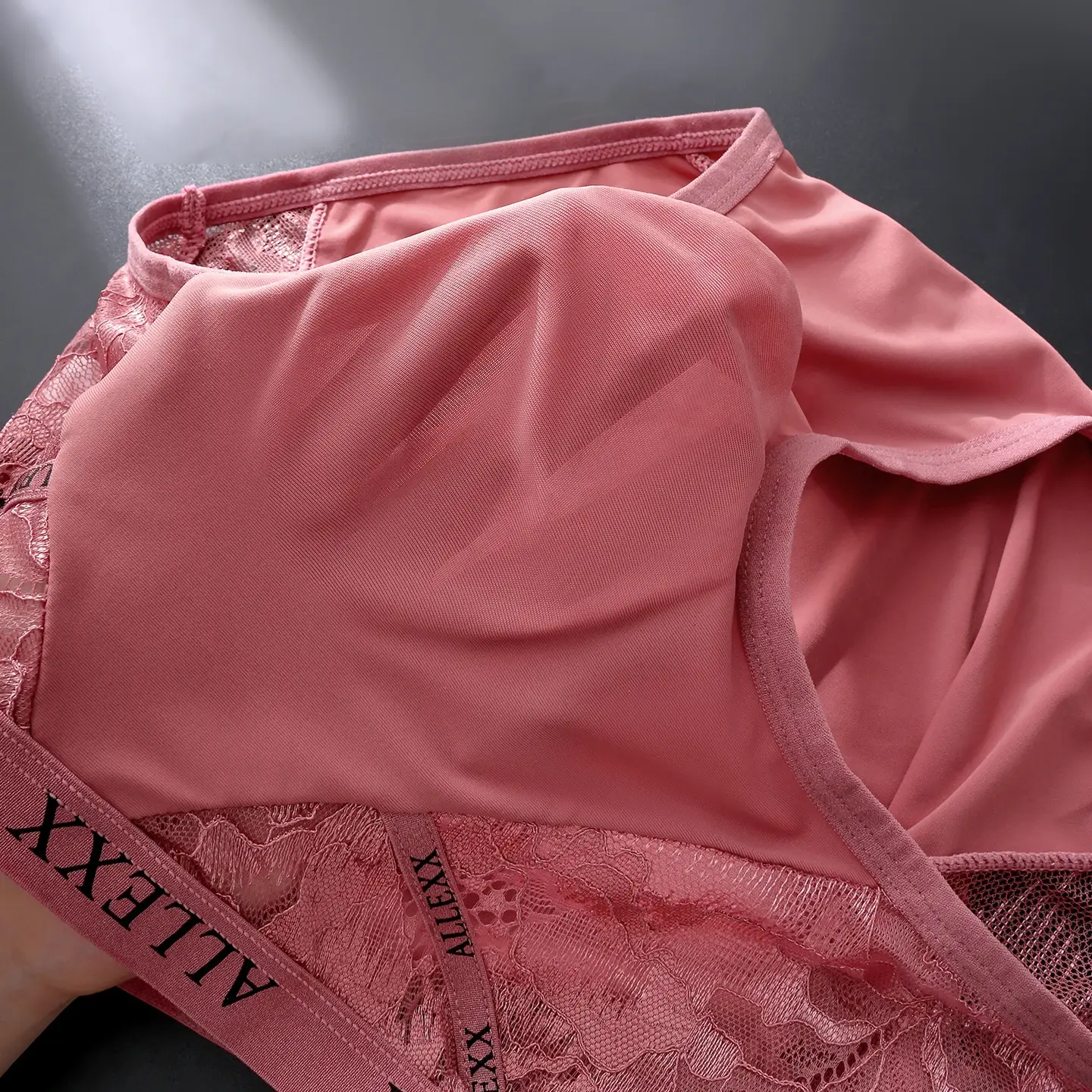 Male Glossy Satin Triangle Briefs Floral Lace Mesh Splice High Waist Elastic Letter Band Soft Breathable Men Underwear