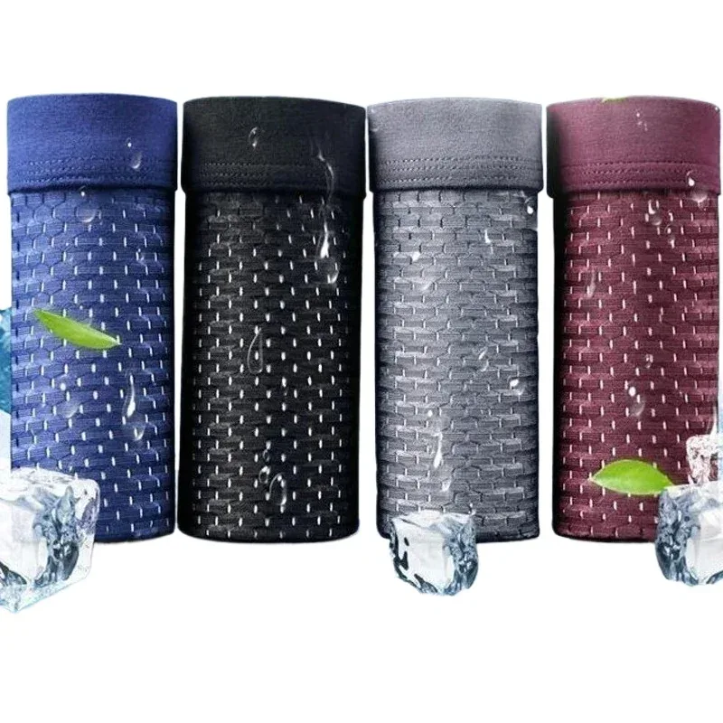 4Pcs Men's Boxer Briefs Ultra Soft Anti Odor Underwear Breathable Mesh with Ventilation Holes Stretch Comfort for Daily
