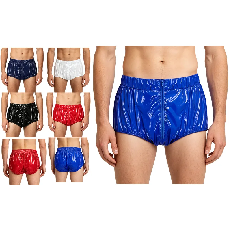 Mens Waterproof Diaper Cover Underwear Front Zipper Elastic Waistband Leakproof Briefs Swimwear Adaptive Special Needs Panties
