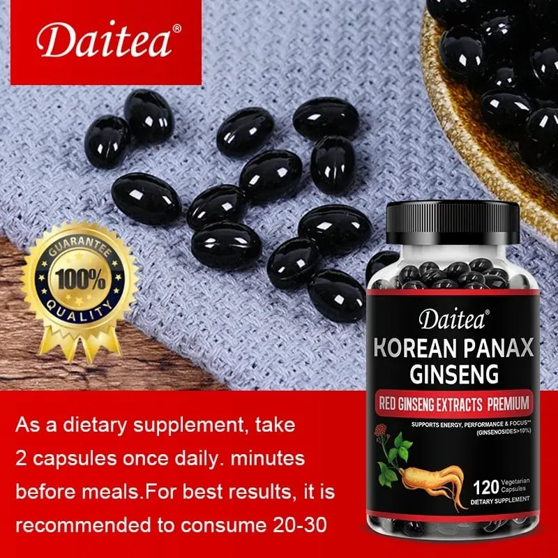 Korean Red Ginseng Capsules-1000 Mg Pinapalakas ang Energy Endurance Athletic Performance at Muscle Strength Supports Immune Health