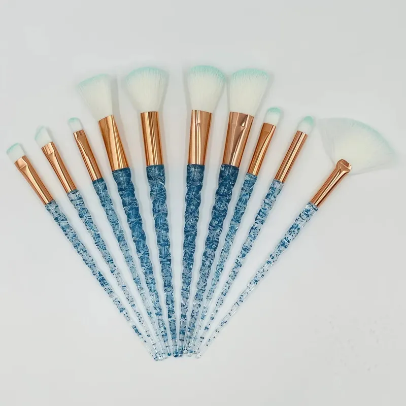 Πολύχρωμο σετ πινέλων μακιγιάζ 10 τεμαχίων Concealer πινέλα με κρυστάλλινη λαβή Εργαλεία καλλυντικών ομορφιάς Εργαλεία μακιγιάζ