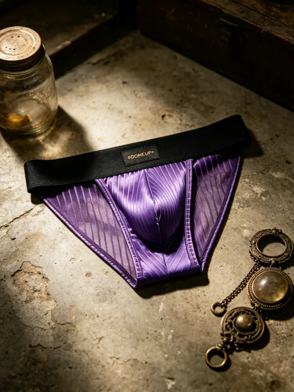 3PCS Men's 3D Pouch Briefs Vertical Stripe Satin Mesh Combo High Elastic Waist Simple Fashion Home Daily Underwear