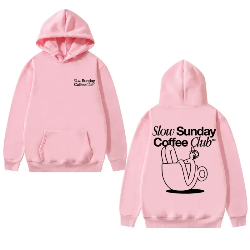Unisex Slow Sunday Coffee Club Pull à capuche Funny Meme vintage Casual Streetwear Sweatshirt, plusieurs couleurs disponibles