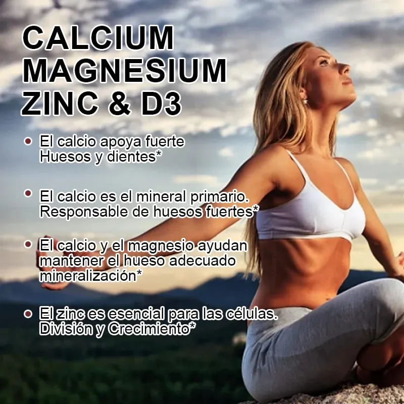 Alxfresh Calcium Magnesium Zinc & Vitamin D3 Capsules for Immune System Bone Nervous System Health Support | Non-GMO Vegan