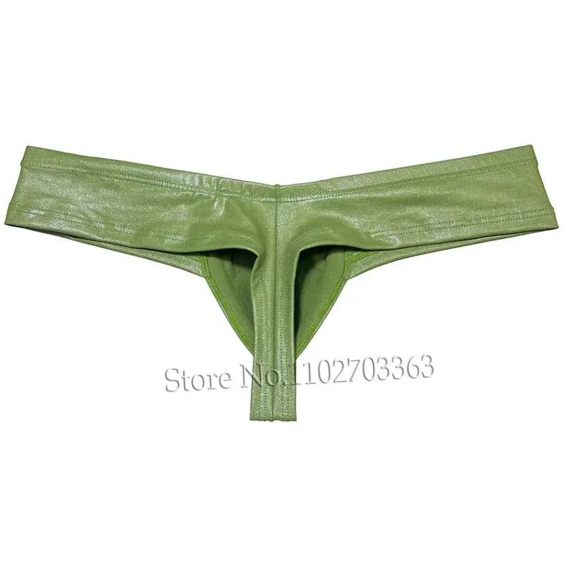 Cheeky Bikini Brief Men's Underwear Thong Contour Pouch Tangas Male Lingerie Bikini Briefs Beach Micro Underpants Soft Wet Look