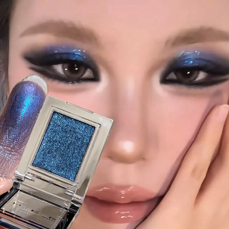 Μονόχρωμη μπλε μεταλλική σκιά ματιών Diamond Glitter Green Eye Shadow Highlighter Palette Sparkling Pearlescent Purple Eyes Makeup