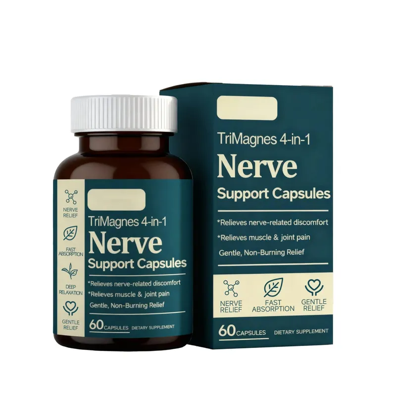 TriMagnes 4-in-1 Magnesium Complex Capsules 300mg na may Citrate Glycinate Malate Turmeric para sa Nerve Comfort Muscle Relax 60 Ct