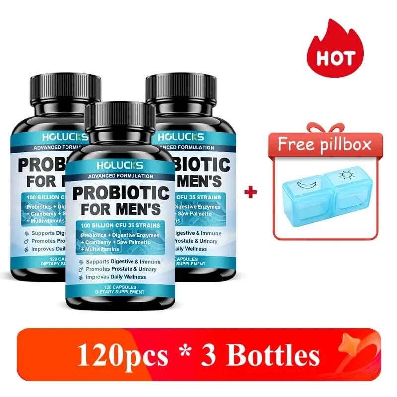 Advanced Men's Probiotic Supplement 100B CFU Prebiotic Fiber Enzymes Saw Palmetto Cranberry για την ευεξία των ούρων του προστάτη