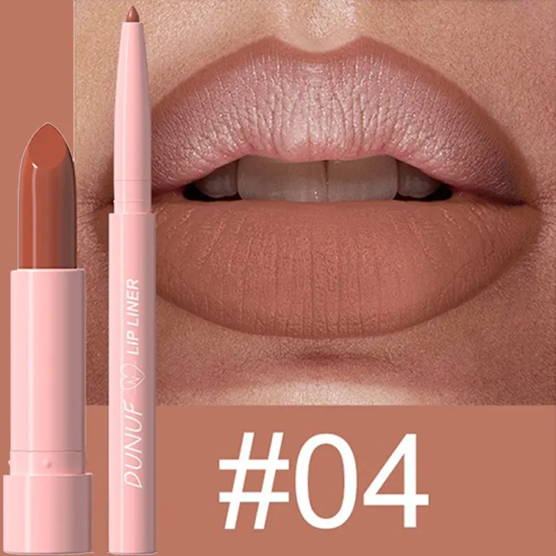 2 τεμάχια/Σετ Κιτ μακιγιάζ Lipstick+Liner Liner Matte Nude Αδιάβροχο μακράς διαρκείας, χωρίς λεκέδες, κωνική μύτη για τα χείλη Contour Pen Cosmetics