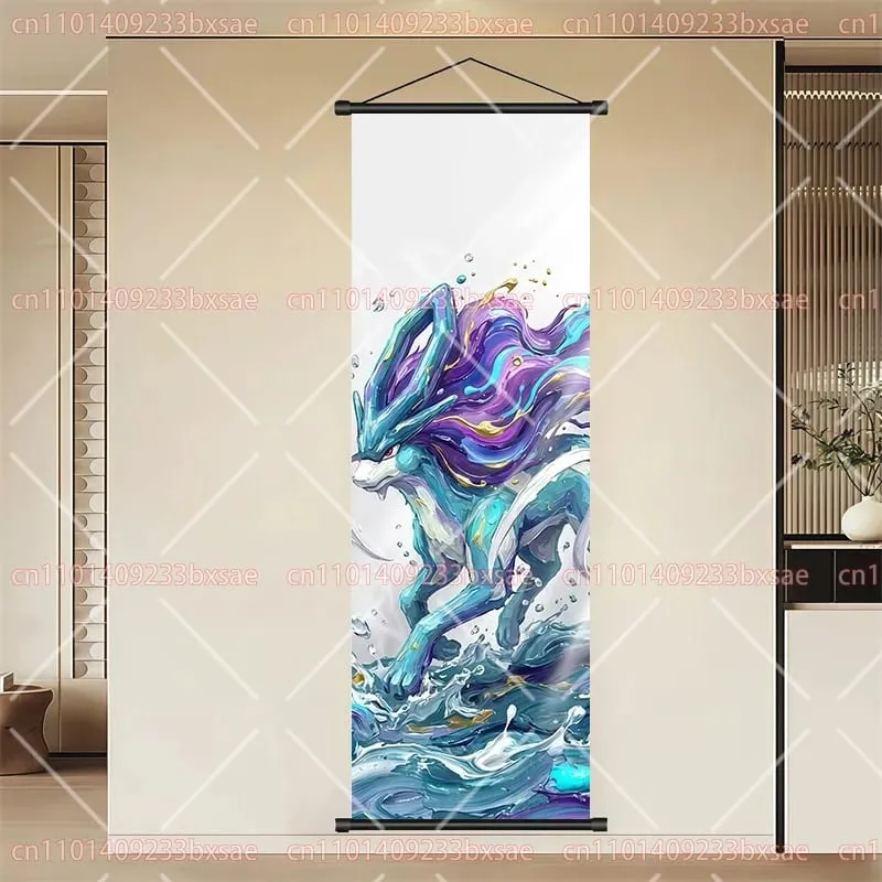Pokémon Anime HD Scroll Painting Eevee Pikachu Suicune Charizard Mewtwo Διακόσμηση τοίχου με φόντο αφίσα Παιδικό δώρο