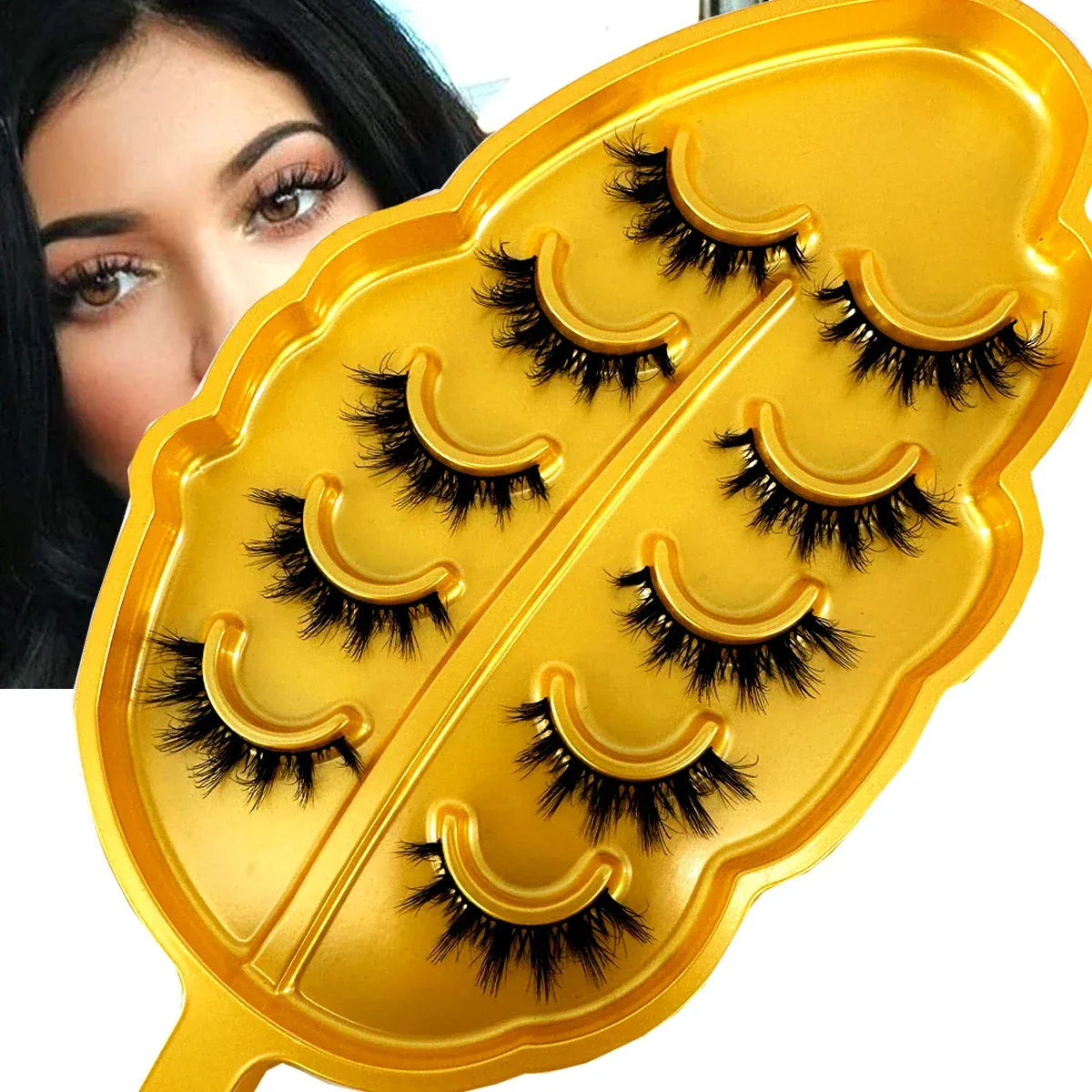 ΝΕΟ Εφέ ματιών Cat/Fox 5 ζεύγη Messy Fluffy Volume Eyelashes6D Super Fluffy Wispy Mink Eyelashes Dramatic Lashes Eyelash