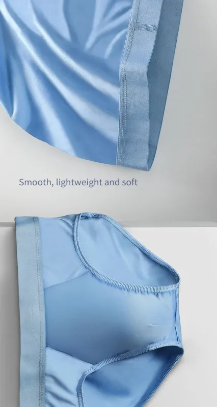 3PCS men's ice - silk underwear. Thin - style for summer, with U - convex briefs. Breathable, solid - colored shorts
