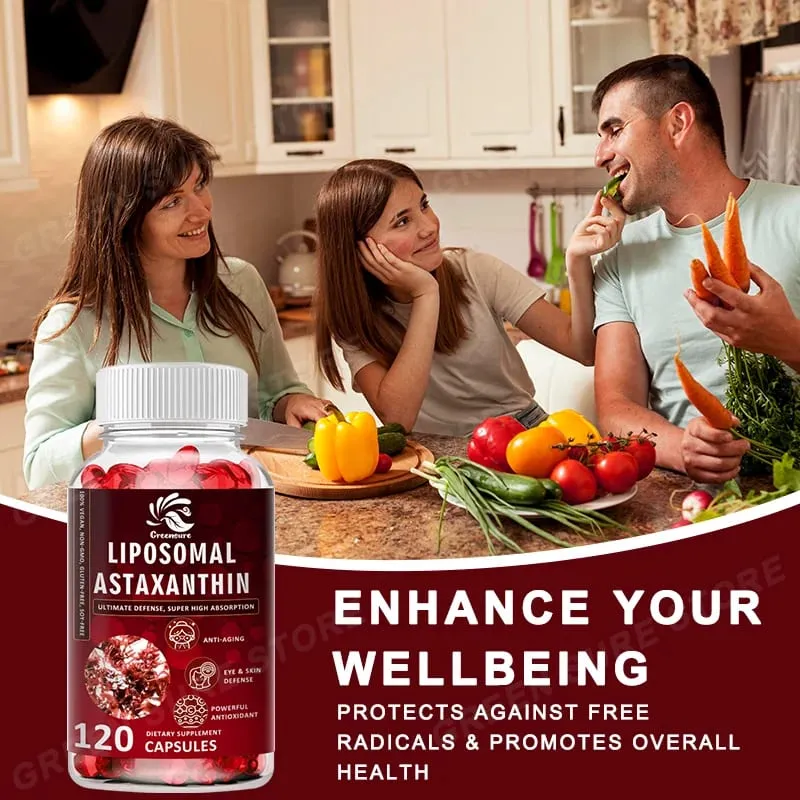 24 MG Liposomal Astaxanthin Capsule - Paginhawahin ang Pagkapagod sa Mata Pagbutihin ang Sensitibong Balat Ibalik ang Muscle Function Pagandahin ang Immunity