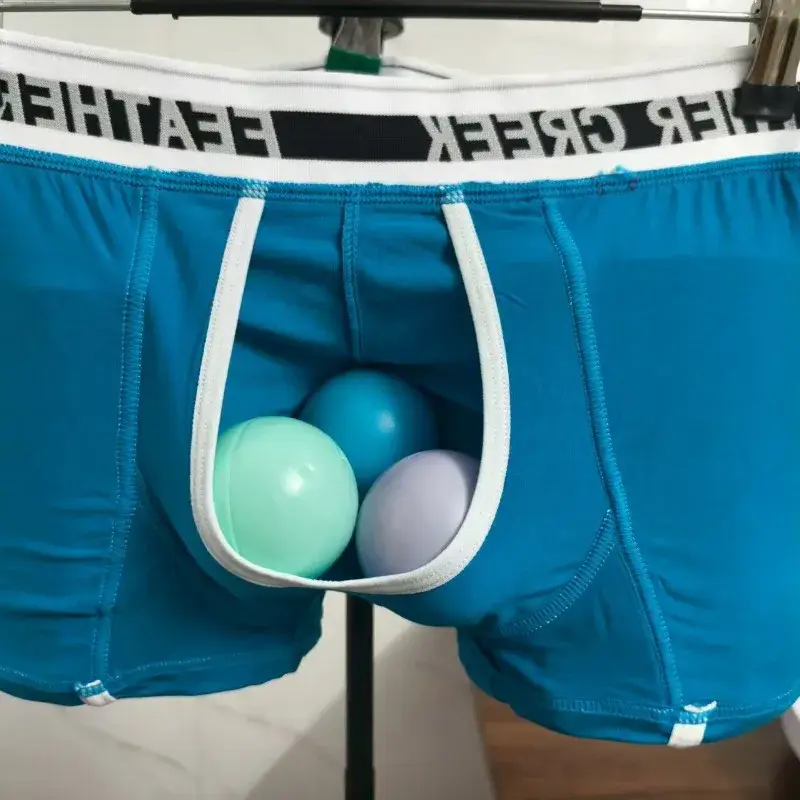 Men's U-shaped Big Pocket Panties Sexy Bulge Enhancing Pouch Underwear Solid Mid Waist Underpant Male Comfortable Boxer Shorts