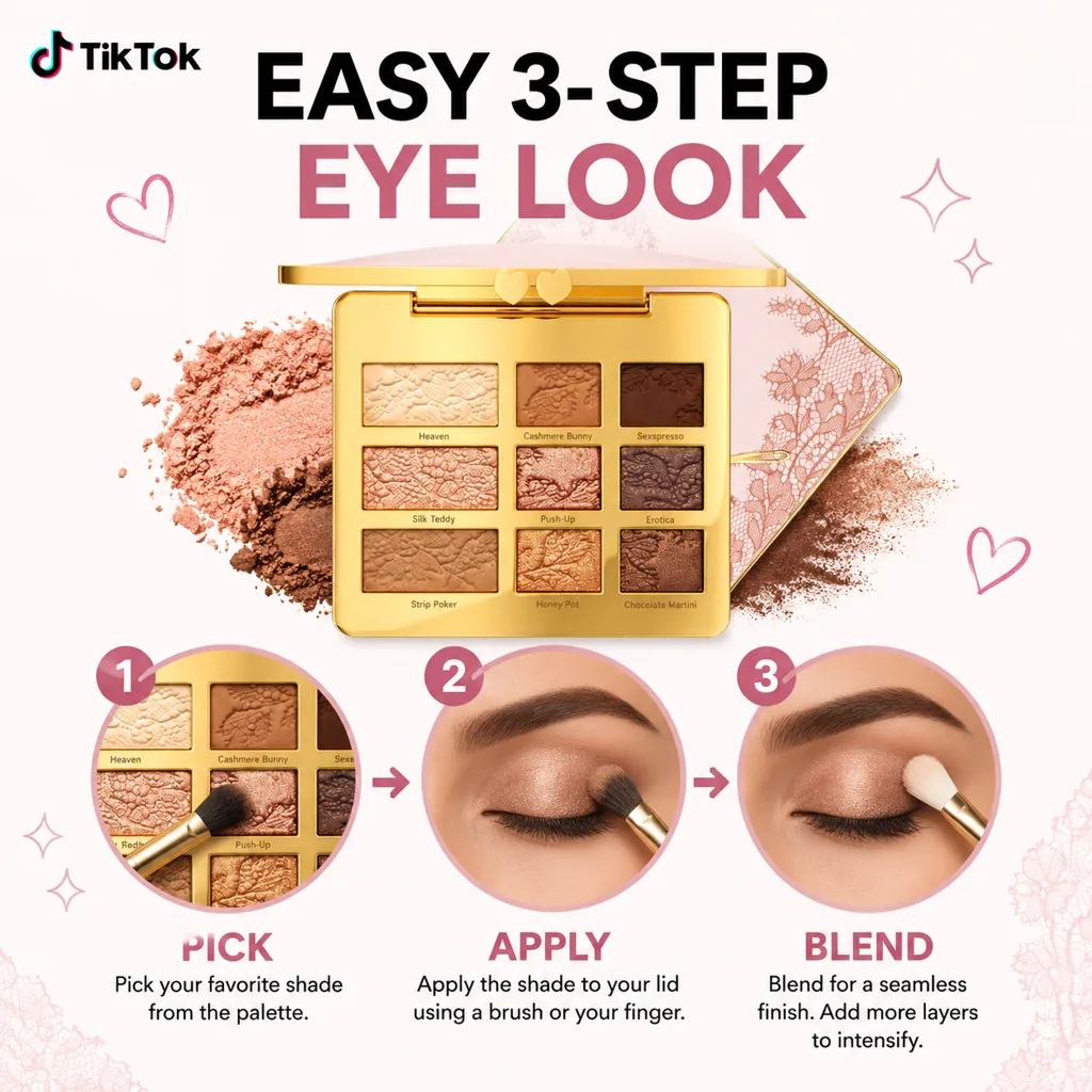 Cute Chic 9 Color Eyeshadow Palette Matte Shimmer Eyeshadow Powder Mini Portable Travel Makeup Palette Versatile Eye Shadow