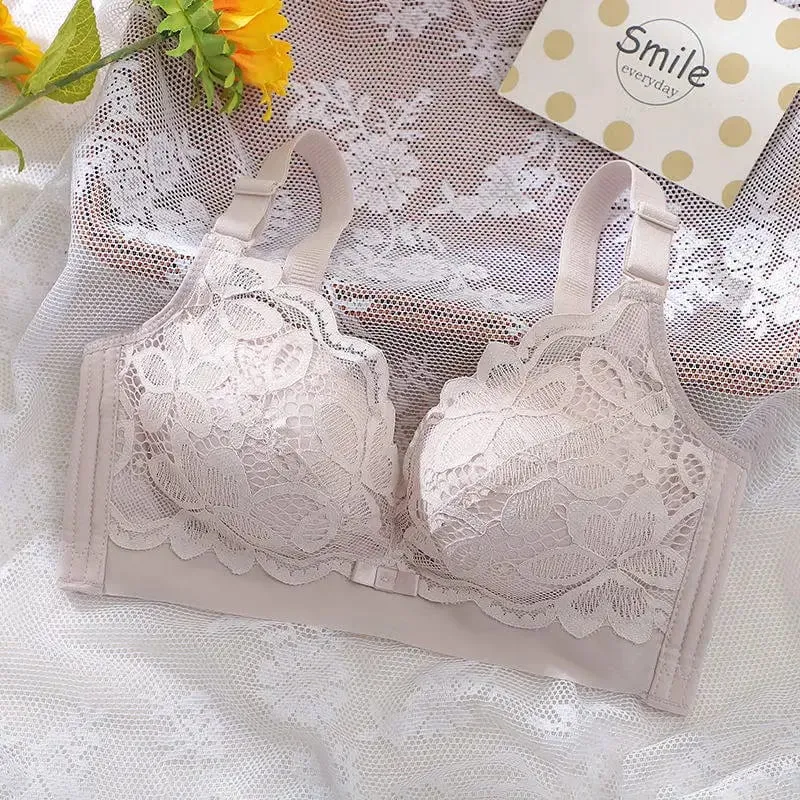 Ultra-vastag Push Up melltartó 12 cm-es vastag, csipkés csésze, összegyűjtött vezeték nélküli melltartó oldalsó tartása Teljesen fedő fehérnemű A/B csészékhez