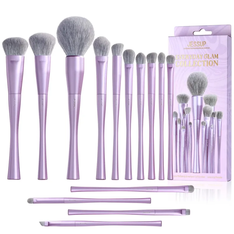 Σετ πινέλα μακιγιάζ Jessup 4/6/7/10/14/15 τεμ. Foundation MakeUp Brush Face Shadow Eyeshadow Blending Highlighting Concealer Luxury Purple