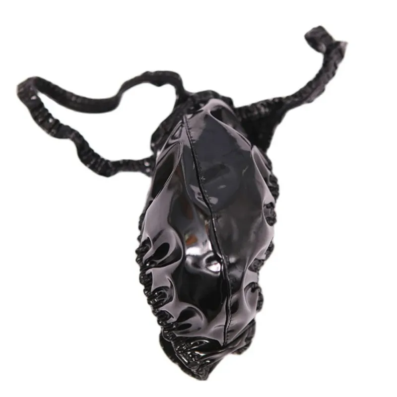 Sexy Men PVC Shiny U Convex Pouch Briefs Low-Rise G-string Latex Oil Gloosy Sexy Thong Carapace U Bulge Underwear