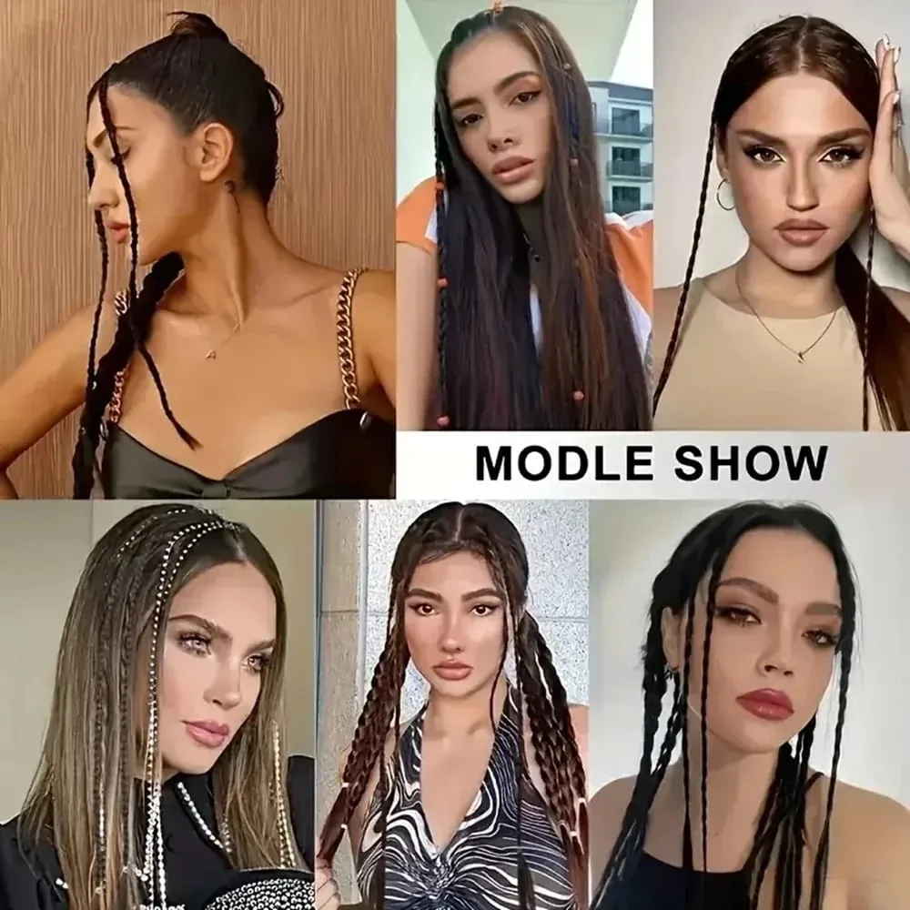 Συνθετική περούκα πλεξούδας 2 τμχ με δυνατό BB Clip Y2k Spice Girl Πλεξούδα Boxing Ponytail Ελαφρύ κιβώτιο πλεξούδα κοτσίδα Ponytail κομμάτι για γυναίκες