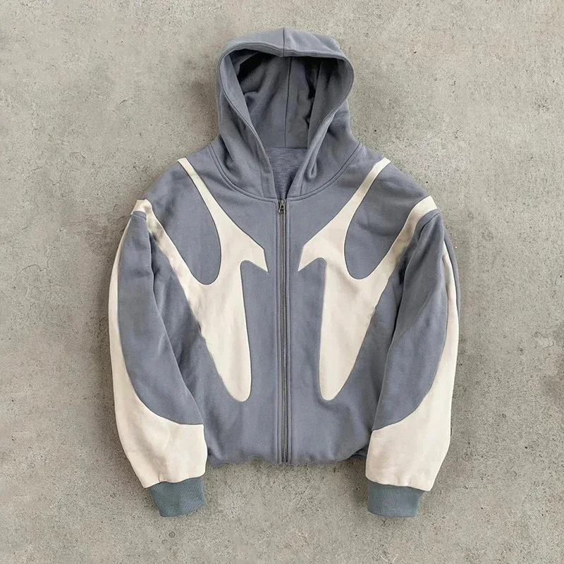 Amerikaanse Retro Brief Gedrukt Duivel Patroon Hoodie Y2k Harajuku Casual Paar Rits Hoodies Sweatshirt Mode Herenkleding