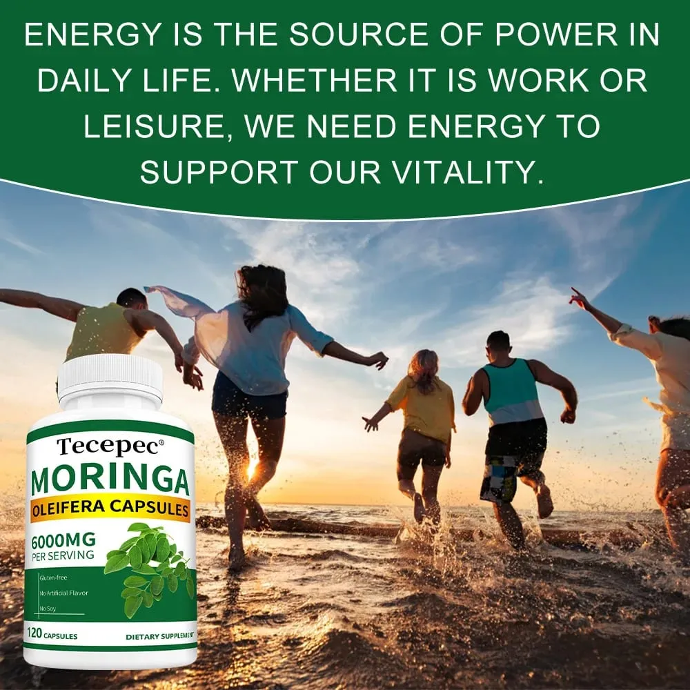 Βιολογικές Κάψουλες Moringa 6000mg Αντιοξειδωτικό Ενισχύει την Ενέργεια και τον Μεταβολισμό Υποστήριξη Ανοσοποιητικού Πεπτικού Υγεία Εγκεφάλου και Καρδιάς