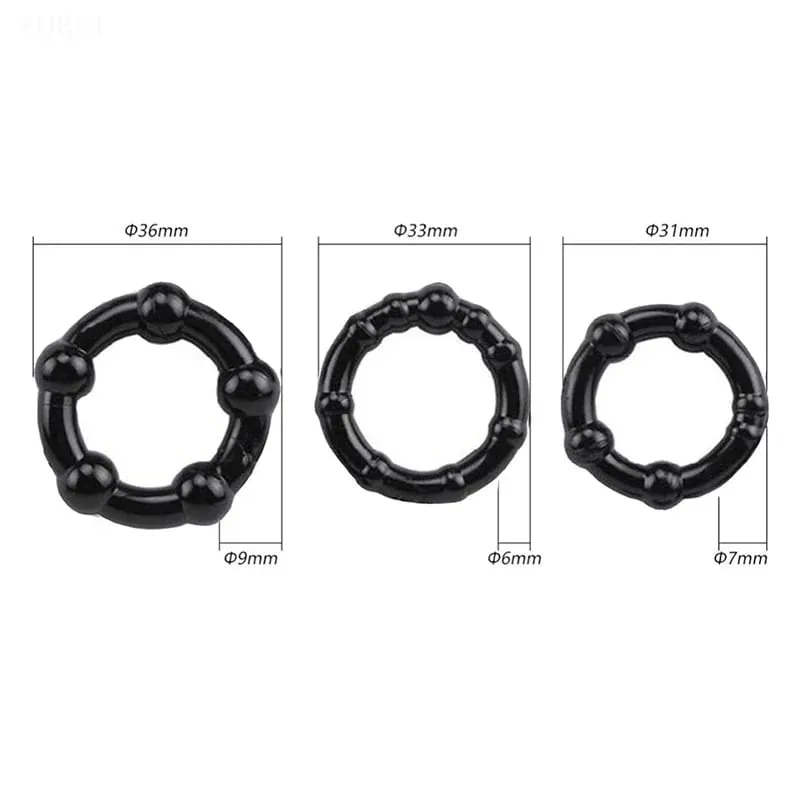 3 unids/set anillo para pene retrasar la eyaculación juguetes para adultos para hombres agrandamiento de pene anillo de silicona para pene juguetes sexuales masculinos erección más fuerte