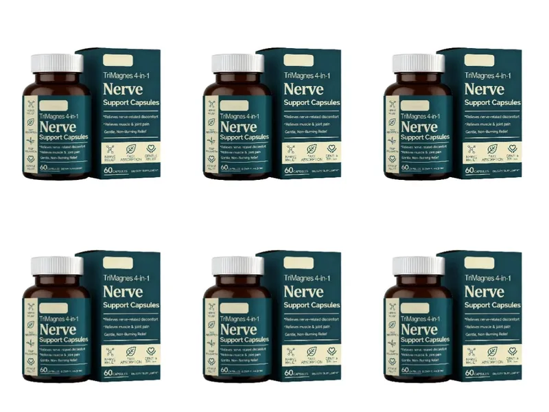 TriMagnes 4-in-1 Magnesium Complex Capsules 300mg na may Citrate Glycinate Malate Turmeric para sa Nerve Comfort Muscle Relax 60 Ct