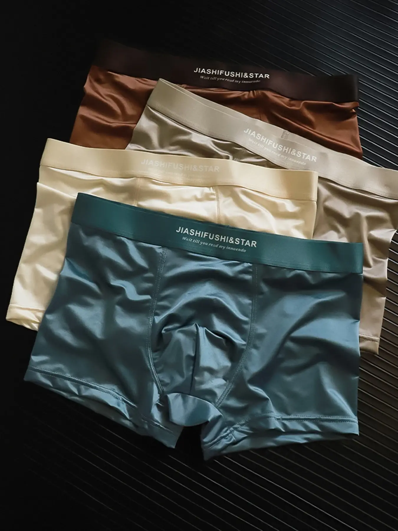 4 Pcs/Lot Breathable Men's Fiber Boxing Briefs, Comfortable Breathable Underwear, Medium Stretch Knit Fabric, Solid Color