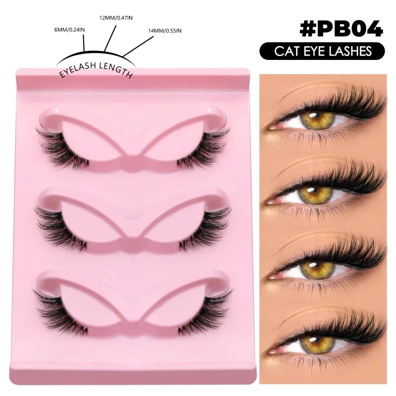 Half Lashes Cat Eye Eyelashes Natural Look Wispy False Lashes Faux Mink Lashes Clear Band Natural Fake Lashes Makeup