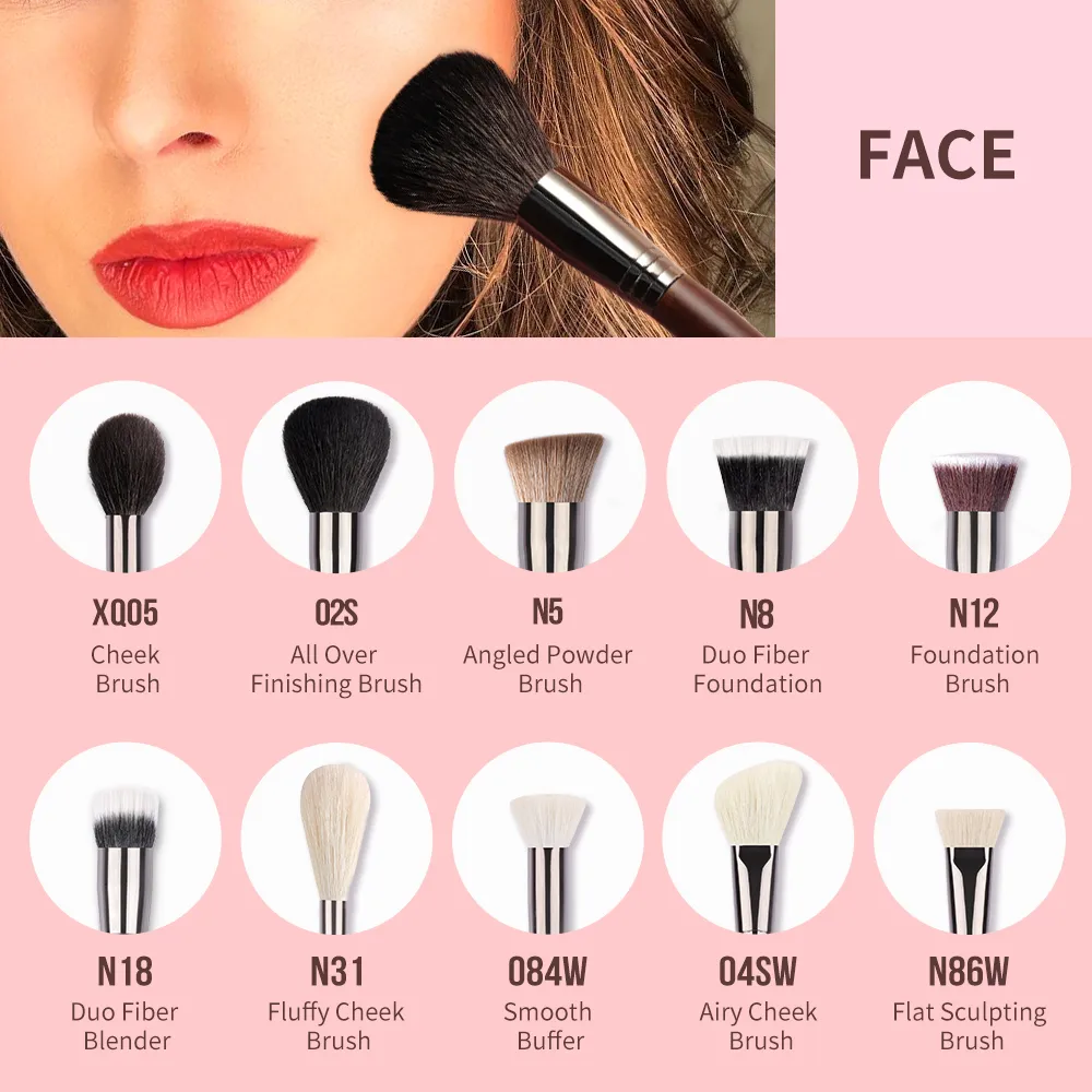 Set Kuas Rias OVW Kit Kuas Rias Eye Shadow Concealer Perona Pipi Kabuki Bubuk Telur Spons Puff Kecantikan