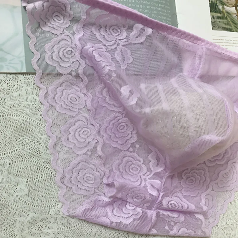 Men Seamless Lace Extreme Men's Panties Mesh Sheer Very Hot Lingerie Gay Sissy Bulge Pouch Bikini Briefs Underwear Underpants