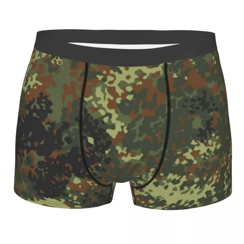 Muž Cool WW2 Camo Spodní prádlo Německo Arm Vojenské Maskovací Boxer Kalhotky Strečové šortky Kalhotky Kalhotky