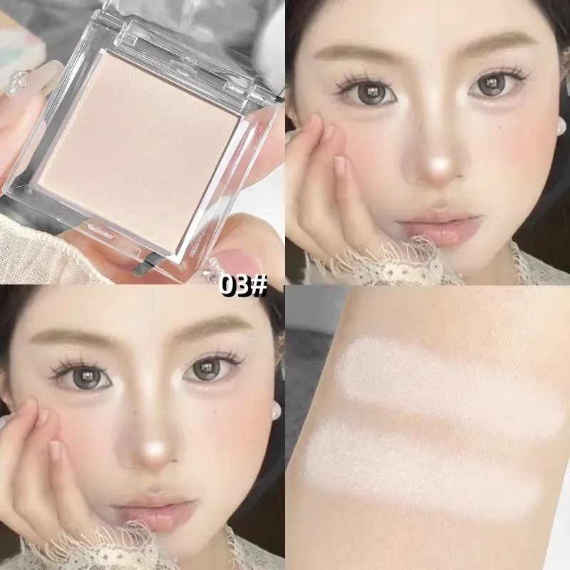 Matte Pure White Face Highlighter Palette Monochrome Pearly Jade Highlighter Eyeshadow Naturally Brightening Contouring Makeup