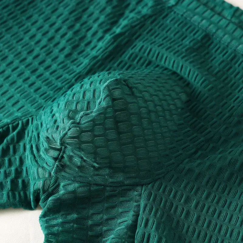 Men's Waffle Texture Boxy Underwear Extended Boxer Briefs Mid Rise Sheer Mesh Flirtatious Casual Athletic Sports Trunks Knickers
