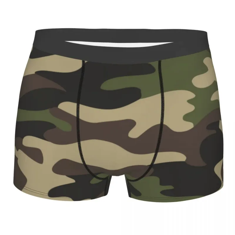 Muž Cool WW2 Camo Spodní prádlo Německo Arm Vojenské Maskovací Boxer Kalhotky Strečové šortky Kalhotky Kalhotky