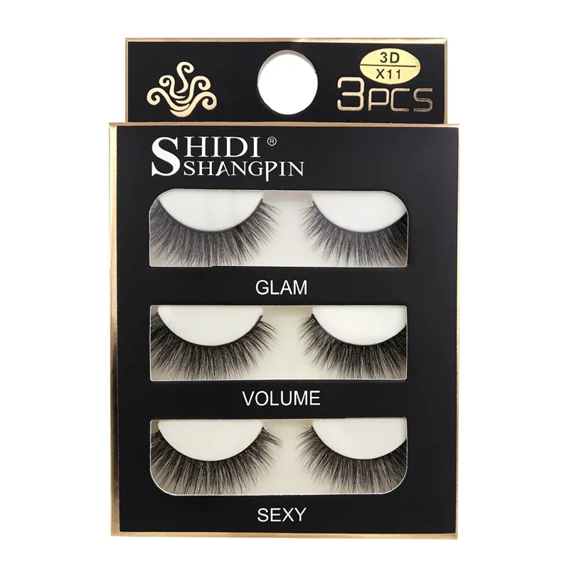 Faux Cils 3 Pairs Ψεύτικες Βλεφαρίδες Φυσικές μακριές 3D Βιζόν Βλεφαρίδες Απαλές Αφράτες Χειροποίητες Ψεύτικες Βλεφαρίδες Εργαλεία Μακιγιάζ Ματιών Maquiagem