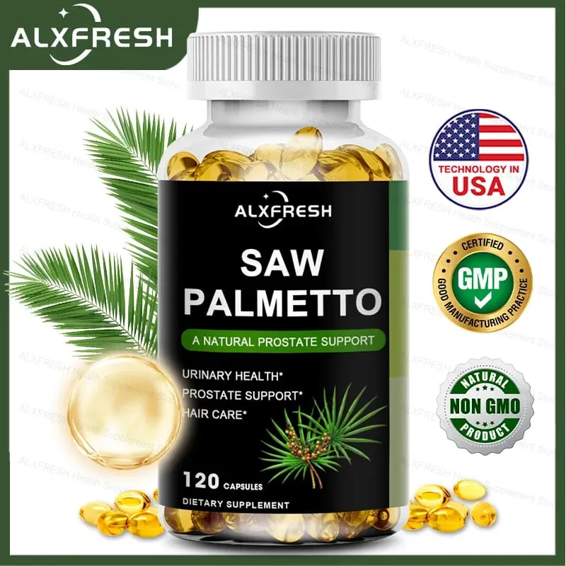 כמוסות Saw Palmetto בעוצמה גבוהה עבור ערמונית שתן שלפוחית ​​השתן תוסף בריאות שיער
