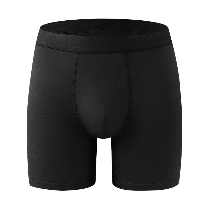 Big Pouch Men Bamboo Fiber Boxer Briefs Breathable Underwear With Fly Opening Mid Waist Sports Trunks Moisture Wicking Soft Cool