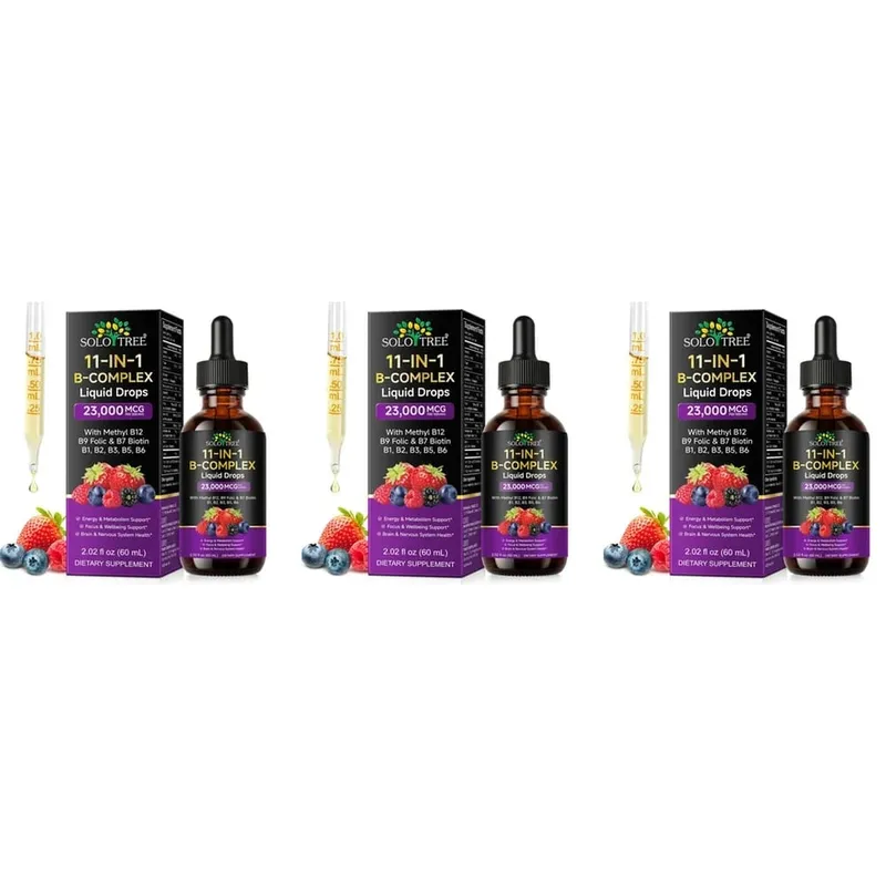 B-Complex Liquid Drops 11-in-1 Methyl B12 Folate Biotin Para sa Energy Focus at Brain Nervous Support Formula Pang-adulto 60ml