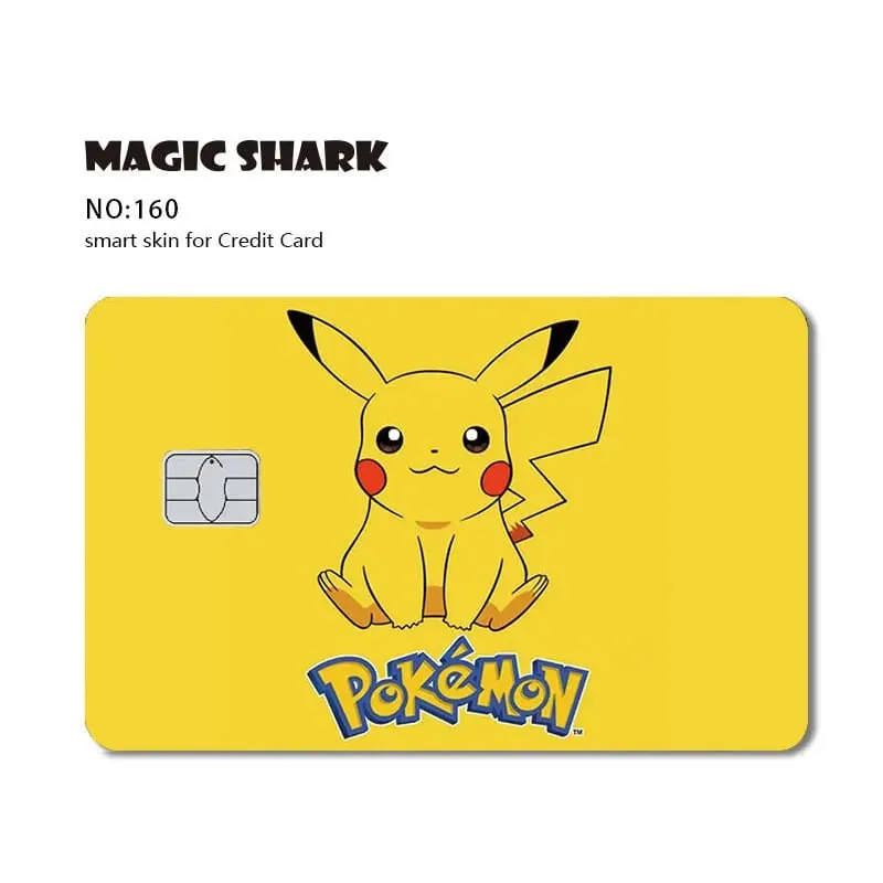 Maigc Shark Cute Pokemons Mewtwo Eevee Pikachu Gengar Sticker Film Cover for Debit Credit Card No Fade
