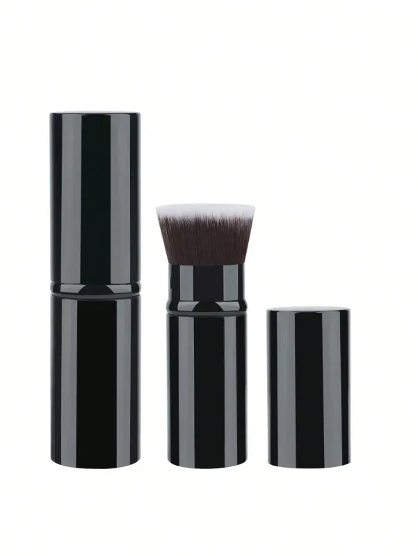 1-2 Kuas Makeup Teleskopik Kuas Makeup Foundation Kabuki Travel Kuas Perona Wajah Digunakan untuk Mencampur Perona Pipi Cair
