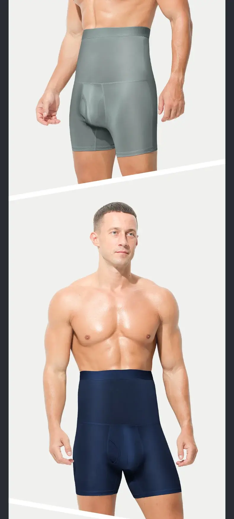 3PCS Men's sports underwear: high-waisted, belt-cinching, lengthened, anti-leg chafing, waist-protecting, flat-angle shorts