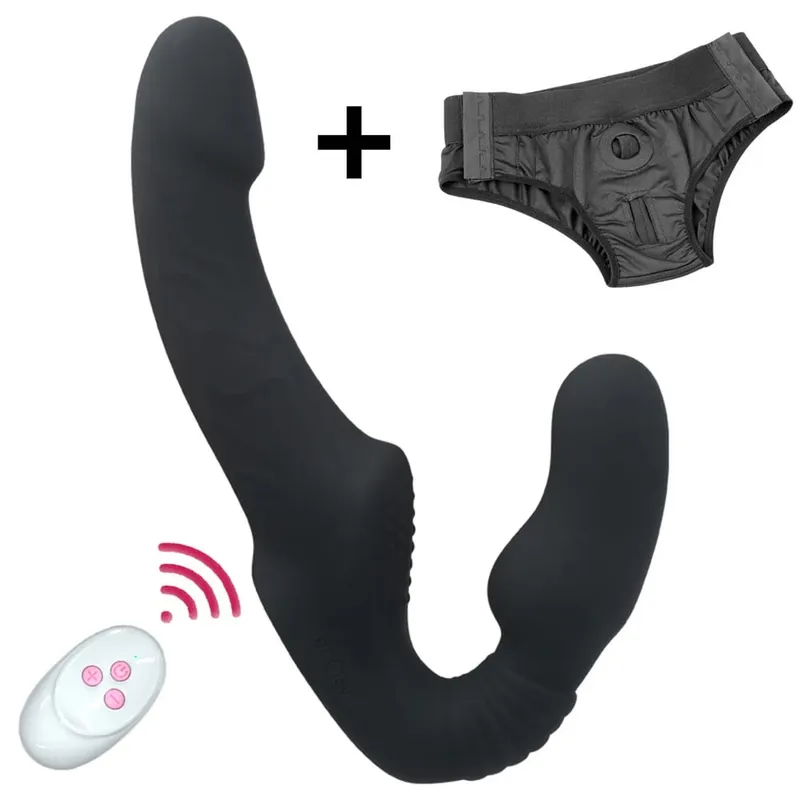 10 Speeds Strapless Strapon Dildo Vibrator Γυναικείο Διπλό Δονούμενο G Spot Παιχνίδια σεξ ενηλίκων για γυναίκες Μασάζ πρωκτού προστάτη για ζευγάρια — image 12
