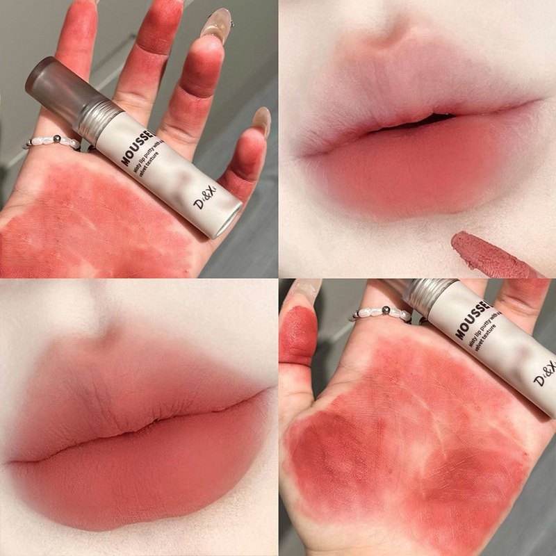 Γοτθικό ματ μαύρο κραγιόν Αδιάβροχο μους Lip Mud Nude Καφέ κραγιόν Σκούρο μωβ Punk Lip Gloss Μακιγιάζ Αντικολλητικό Lips Tint