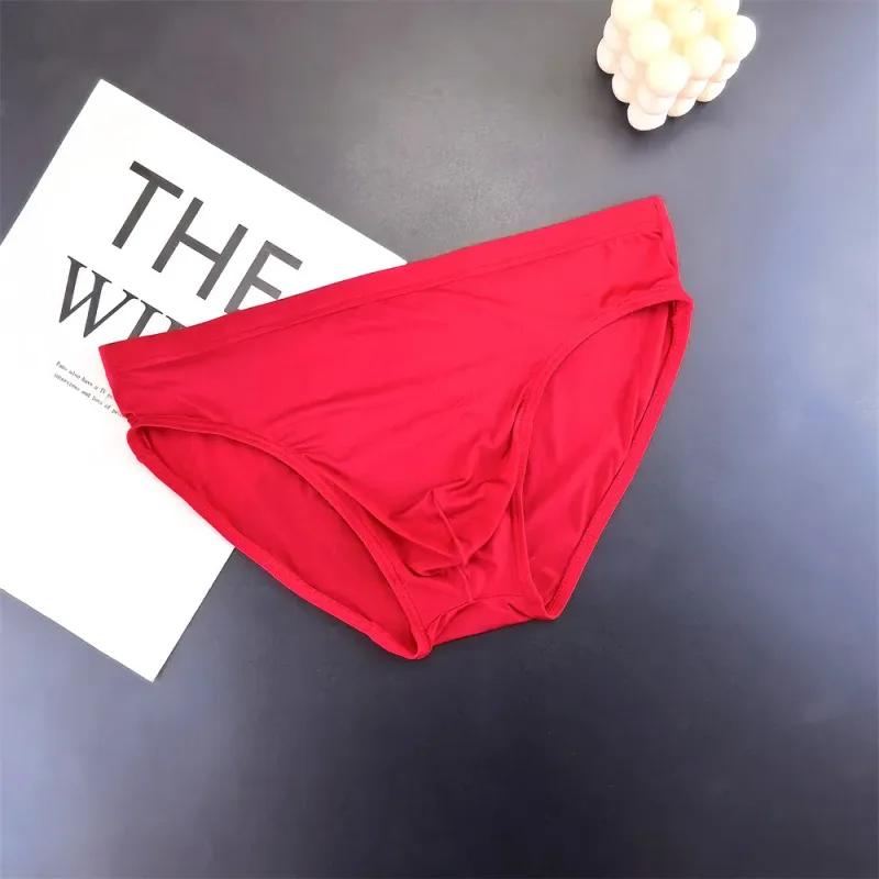 Business Men Ice Silk Briefs Quick Dry Seamless Nylon Male U Pouch Convex Underwear Sexy Plus Size Underpants Lingerie