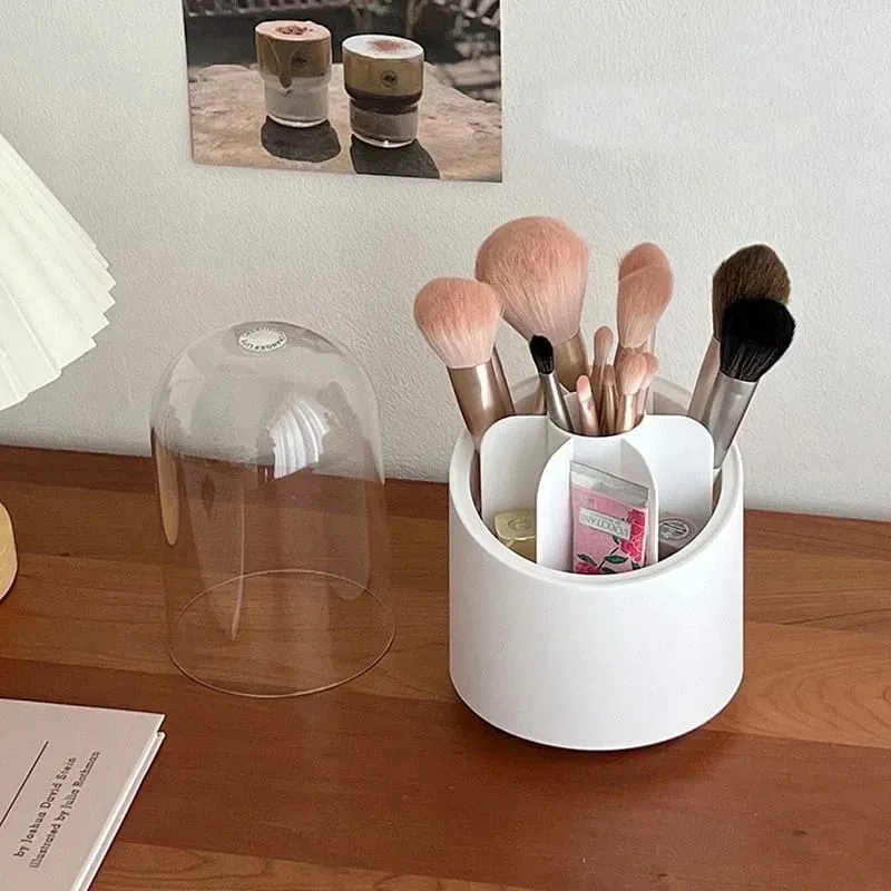 Desktop Cosmetic Brush Organizer 360° Umiikot na Makeup Brushes Holder 7 Grids Lipstick Eyebrow Pen Holder Eye Shadow Storage Box