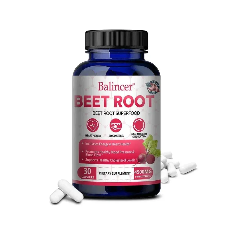 Balincer Organic Beetroot Extract Κάψουλες - Καλό για ενέργεια και αντοχή στην κυκλοφορία του αίματος Συμπλήρωμα για την υγεία της καρδιάς